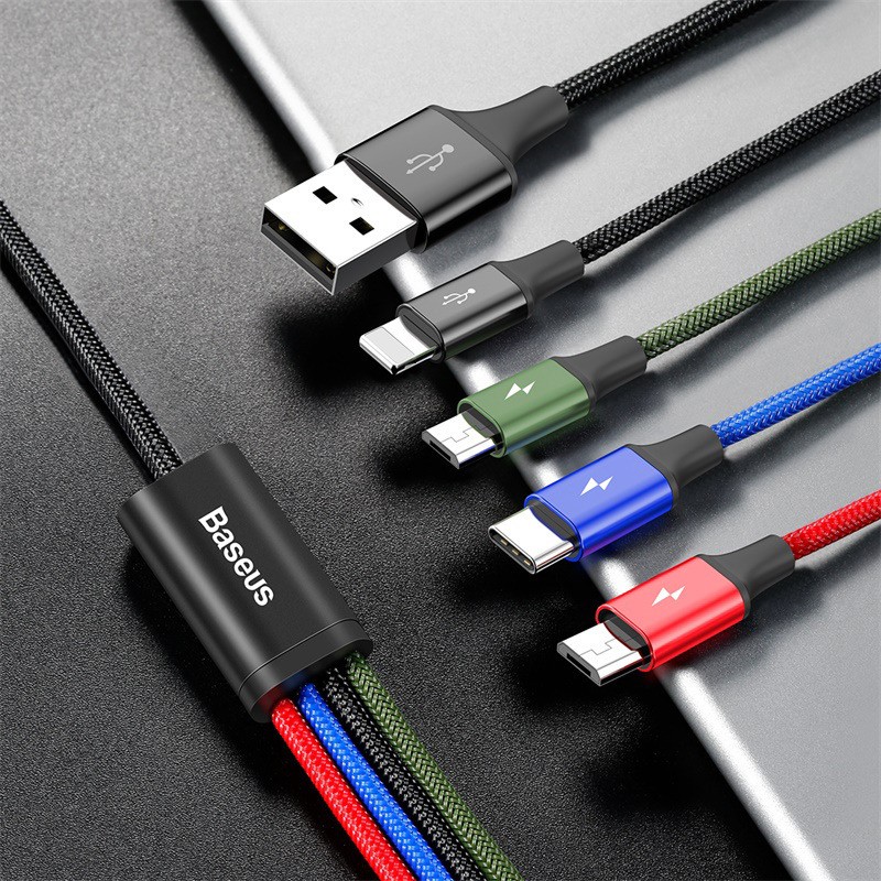 Dây cáp sạc nhanh 3.5A Baseus Cable dây dù đầu USB dành cho chân Lightning/Micro/Type-C/iPhone/iPad/Samsung nhiều đầu