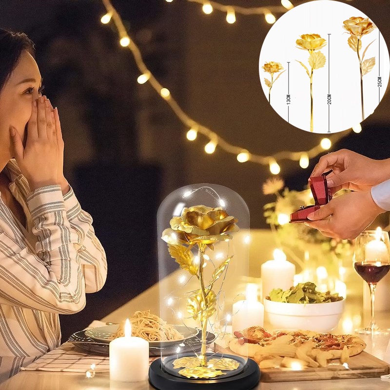 Hoa hồng giả bằng lá vàng 24K dùng làm quà tặng