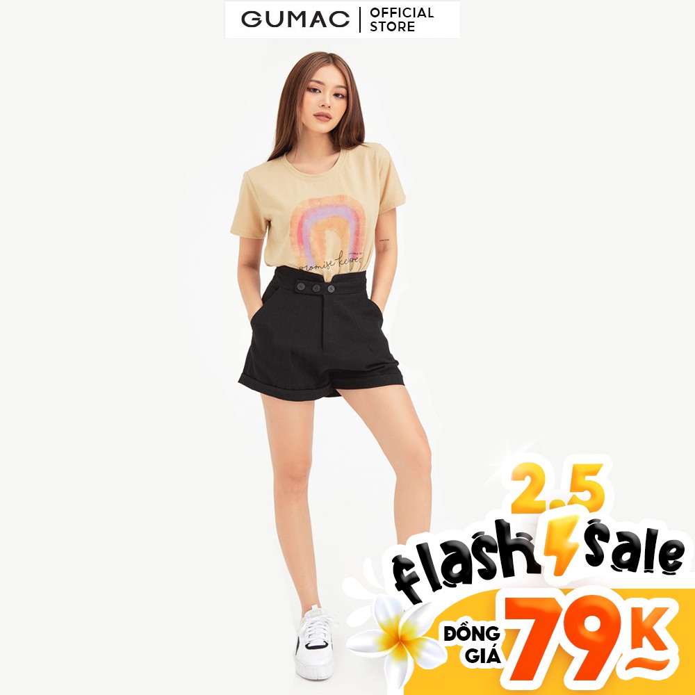 [Mã WABRGU100 giảm 15% đơn 249K tối đa 100k] Áo thun nữ in cầu vồng GUMAC thiết kế basic năng động ATB458