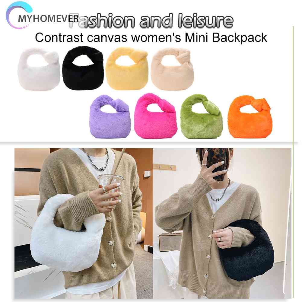 Túi Xách Lông Nhung Màu Trơn Hình Đám Mây Thời Trang Thu Đông Cho Nữ