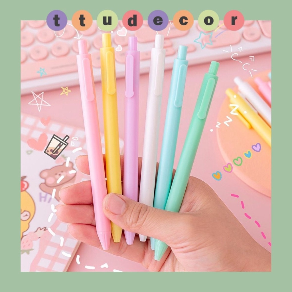 BÚT GEL MACARON màu pastel mực đen đầu 0.5mm - ttu.decor