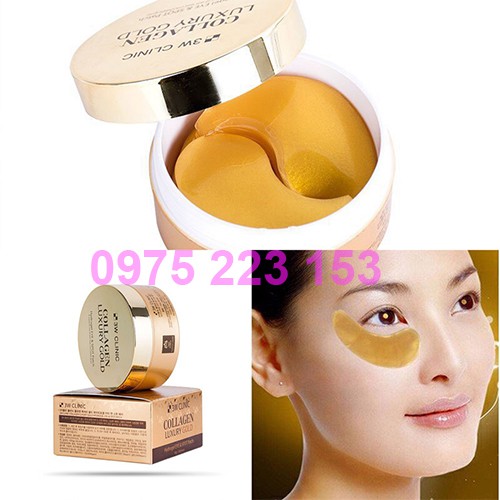 Mặt Nạ Dưỡng Da Xóa Thâm Quầng Mắt Collagen Luxury Gold 3W Clinic (90g/60 cái)