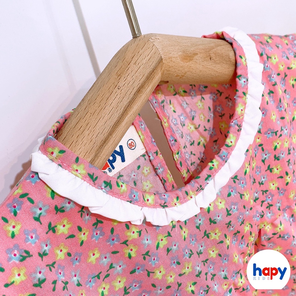 Bộ bé gái Hapykids vải hoa chất thô mát, cho bé gái từ 0-5 tuổi (B22.07)