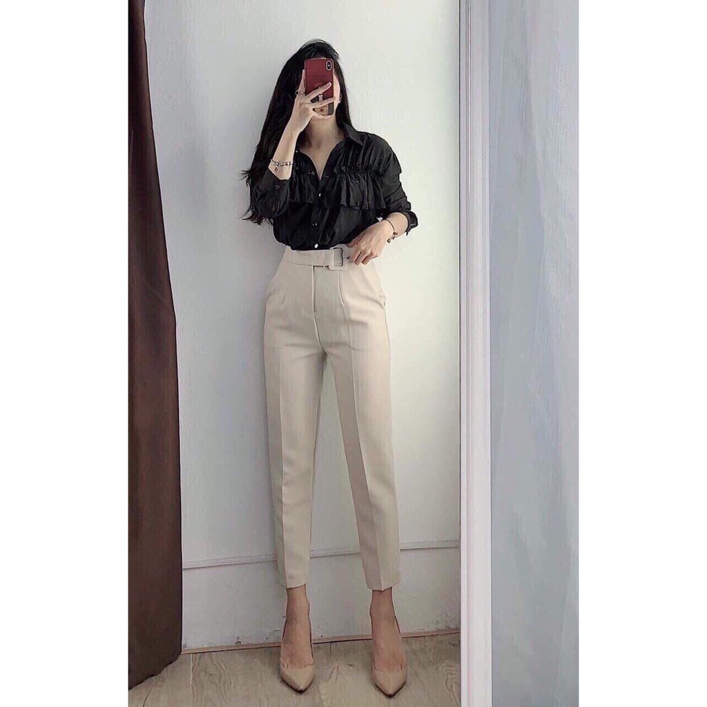 QUẦN BAGGY ĐAI CHỮ NHẬT BỌC VIỀN CHẤT VẢI TUYẾT MƯA CAO CẤP SIÊU ĐẸP