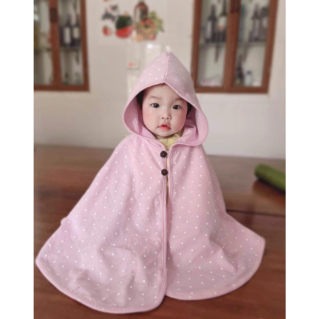 [Ảnh thật] - Chính hãng - Áo choàng cotton chống nắng 100% cotton Ponchoni ( Hồng chấm bi trắng )