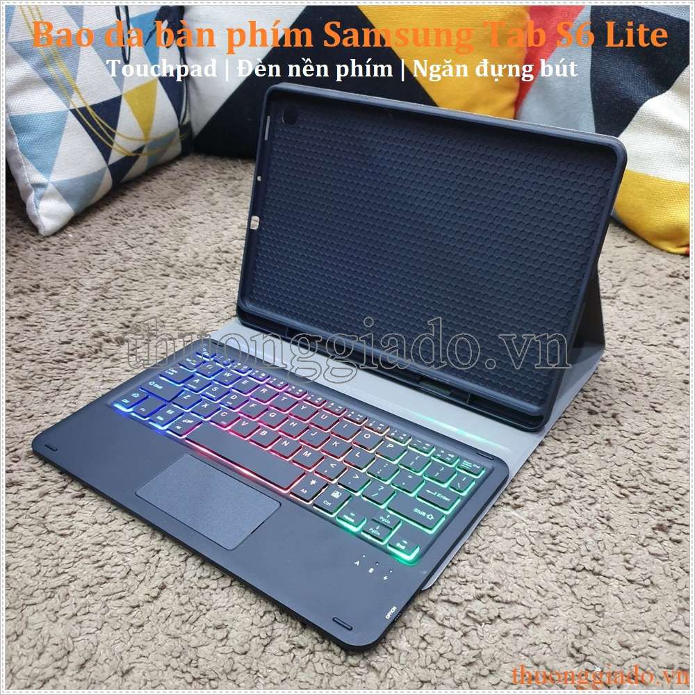Bàn phím Samsung Galaxy Tab S6 Lite, Tab S6Lite, P610, P615, kèm bao da, touchpad, đèn phím, ngăn đựng bút