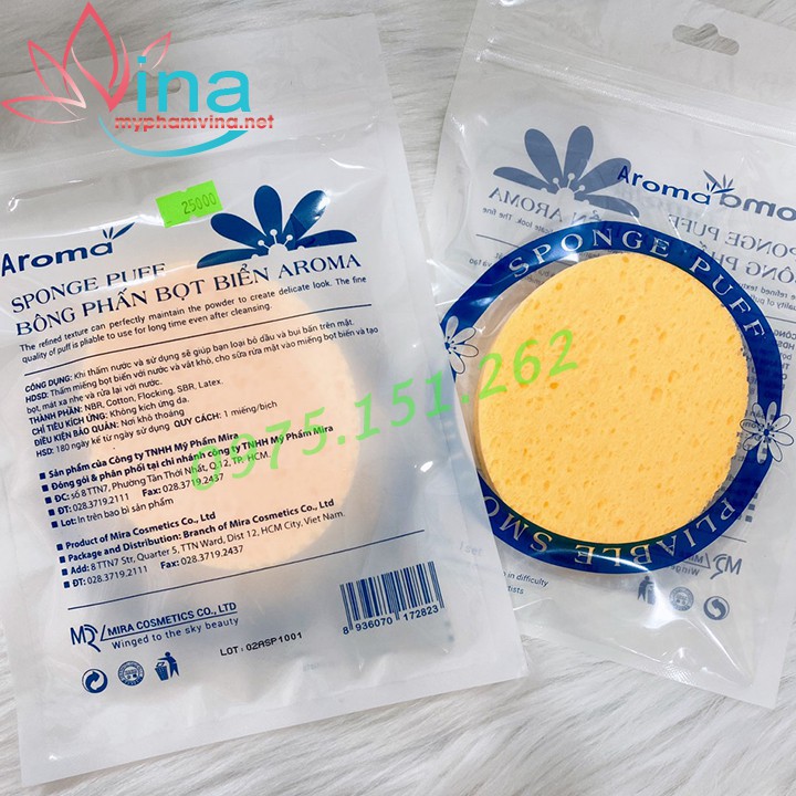 Bông rửa mặt bọt biển an toàn cho da Hàn Quốc Mira Aroma