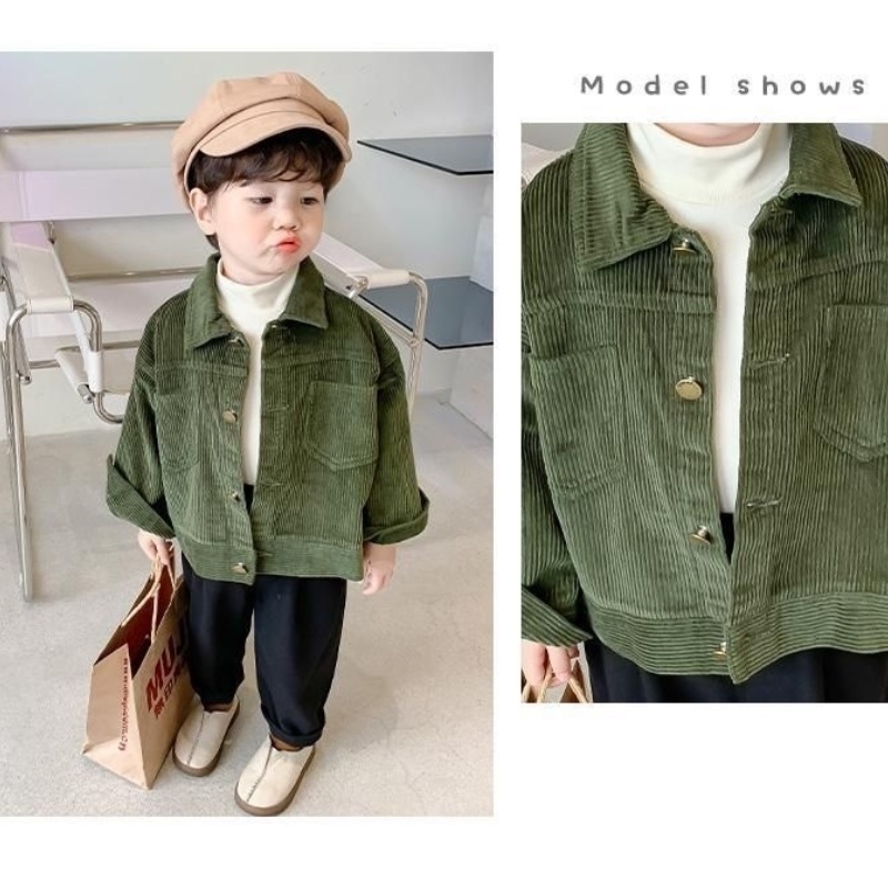 Áo Khoác Nhung Kẻ Mỏng Thời Trang Mùa Thu Cho Bé Trai