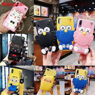 Ốp điện thoại kèm ví tiền hình hoạt hình Sesame Pikachu Minions dễ thương cho Xiaomi Redmi K20 Mi 9T Pro 7A 7 Note 4 4X