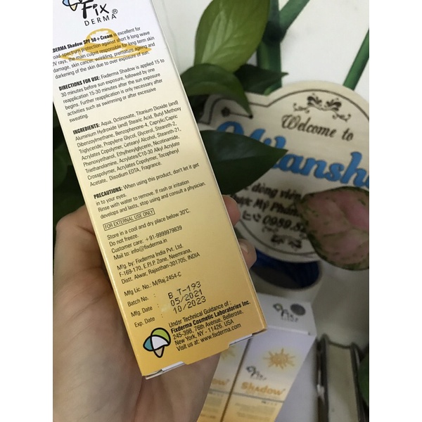 [ Hàng Chính Hãng] Kem chống nắng Fixderma Shadow SPF 50+ cream 75g của Mỹ
