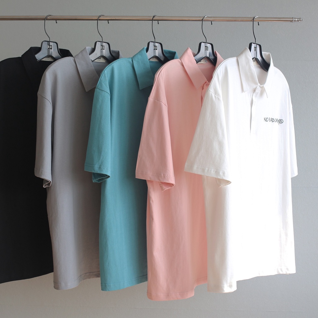 Áo Polo form rộng JOG04 thêu &quot; No bad days &quot; , phong cách unisex