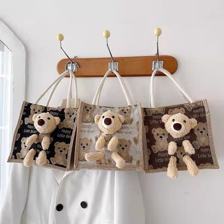 Túi cối nữ hình gấu bông thời trang Hàn Quốc tiện lợi chống nhăn chống xước, có khóa kéo an toàn hàng loại 1 dày đẹp