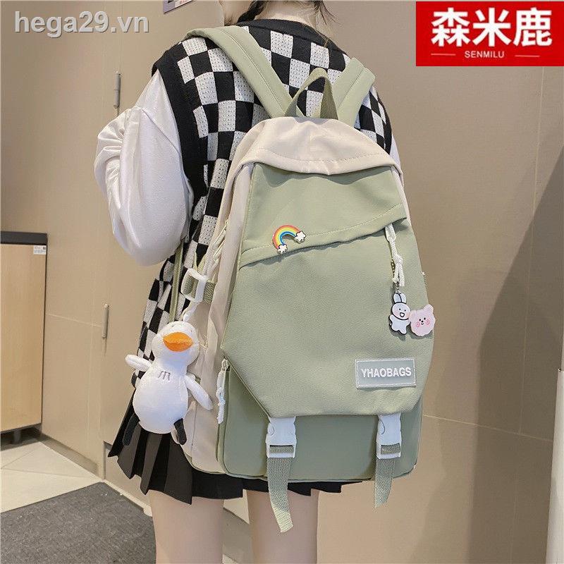 Balo đi học sức chứa lớn đựng laptop phong cách harajuku có dây kéo đơn giản tiện lợi dễ phối đồ dành cho nam và nữ