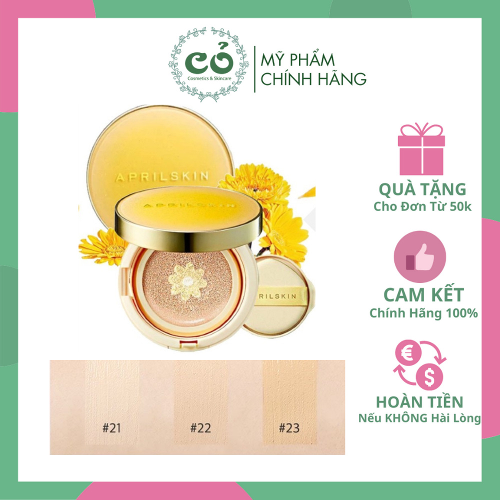 Phấn Nước April Skin Real Calendula Ampoule Glow Cushion (Mẫu mới)