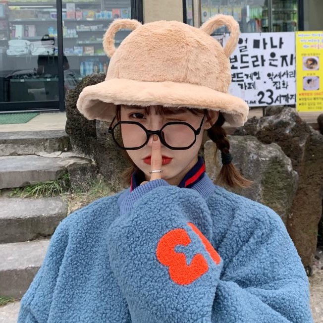 Cute Korean style soft cat-ear hat for women