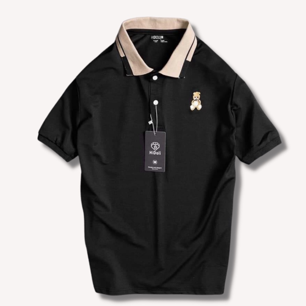 Áo thun polo nam thêu hình gấu chất cotton cá sấu thông thoáng ARU SHOP