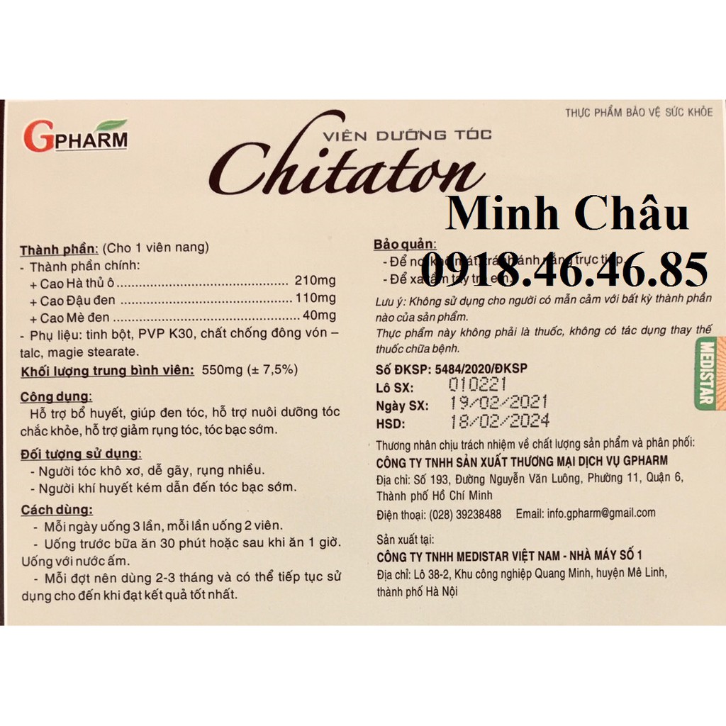 CHÍNH HÃNG VIÊN DƯỠNG TÓC CHITATON