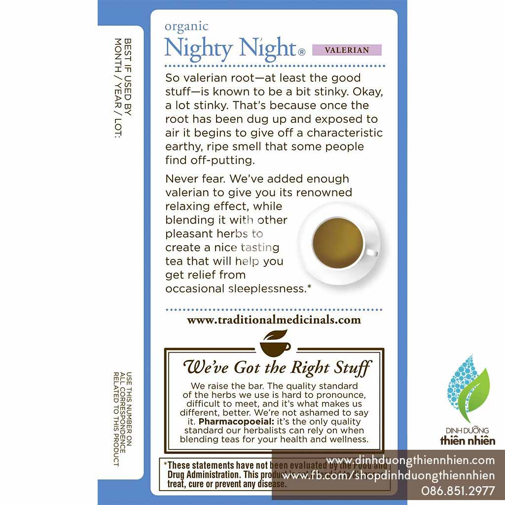 Trà Hữu Cơ Giúp Ngủ Ngon Traditional Medicinals Nighty Night