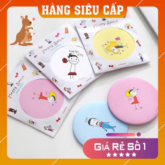 Gương mini ❤️𝑭𝒓𝒆𝒆𝒔𝒉𝒊𝒑❤️ Gương cầm tay phong cách Hàn Quốc – Gương mini trang điểm siêu dễ thương