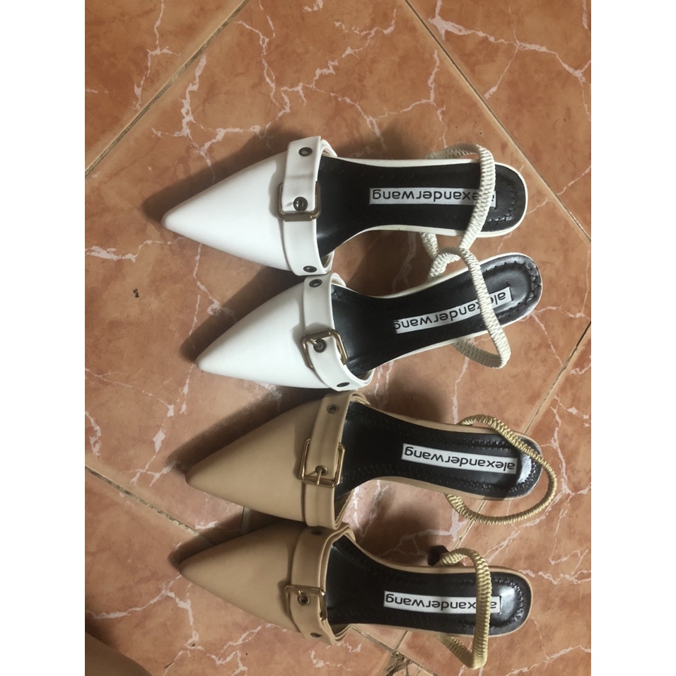 Giày sandanl mũi nhọn phối quai khoá gót nhỏ 5cm sang chảnh