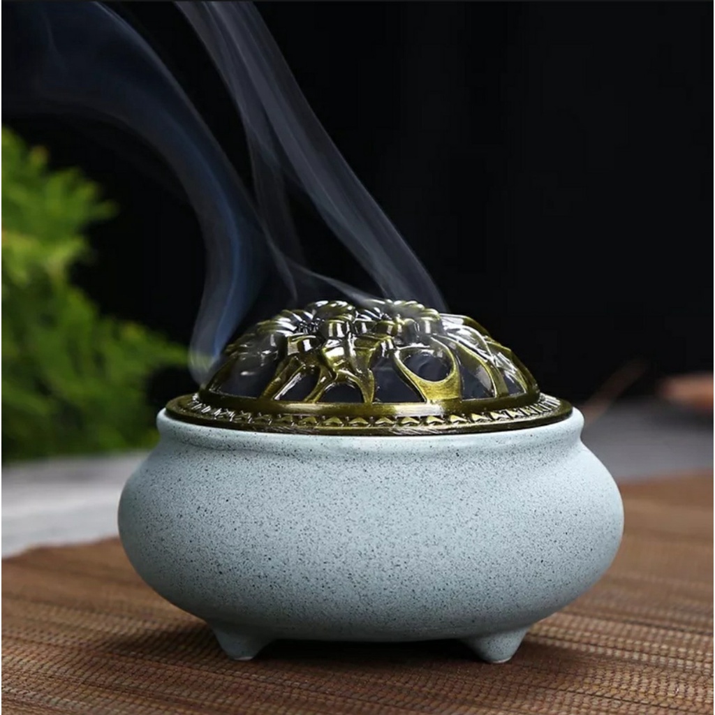 [FREESHIP] Lư Đốt Trầm Hương, Lư Xông Trầm Hương Gốm Sứ Cao Cấp Đỉnh Đốt Nhang.