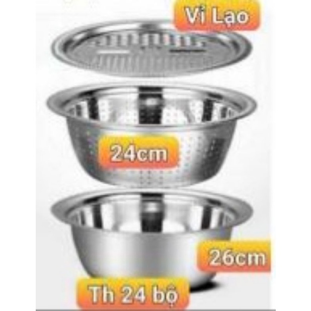 Bộ nạo rau củ rổ và chậu inox