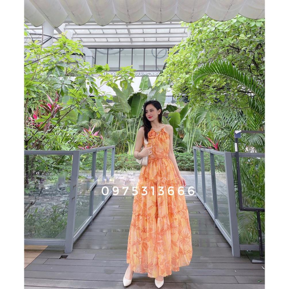 Đầm Cổ Yếm, Váy Maxi Lệch Vai V94, Chất Voan Mềm Mướt, Màu Tím, Xanh Đính Hoa, Cho Dáng Dài Miên Man, Mẫu Mới Hè 2021 ^
