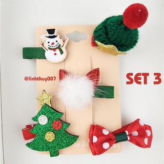 NOEL - Set 5 cặp kẹp tóc Noel siêu đáng yêu đẹp độc (có 4 set để lựa chọn)