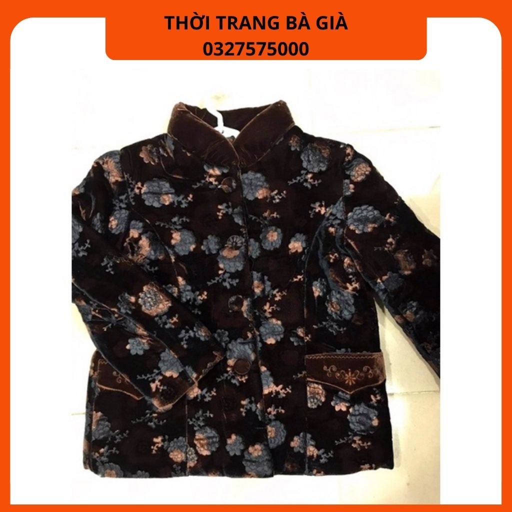 Áo Khoác Bông Nhung Bà Già Nhung Chần Bông Lót Lông Hàng Quảng Châu