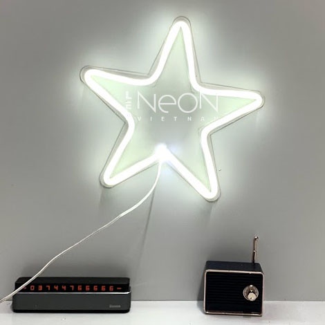 Đèn Neon | NGÔI SAO | KT 22x22cm | tặng Miếng Dán , tặng ADAPTER , tặng 1,5m Dây Điện Tàng Hình |