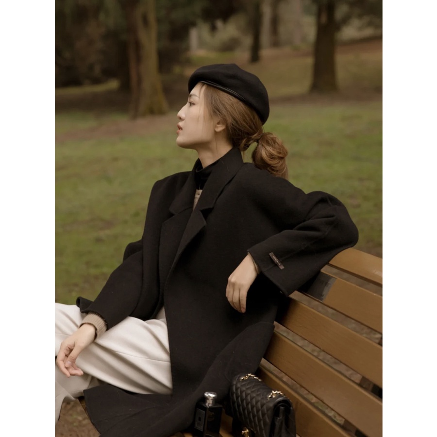 Mũ nồi da màu đen phong cách Hàn Quốc thời trang thu đông cho nữ