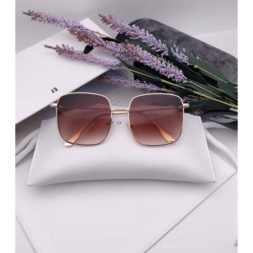 Freeship- Kính mát nam nữ mặt vuông chống tia uv hiệu quả bảo vệ mắt màu nâu tây sang chảnh - VUÔNG NÂU