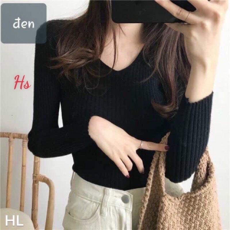 Áo thun tăm body tay dài cổ v trái tim 4 màu