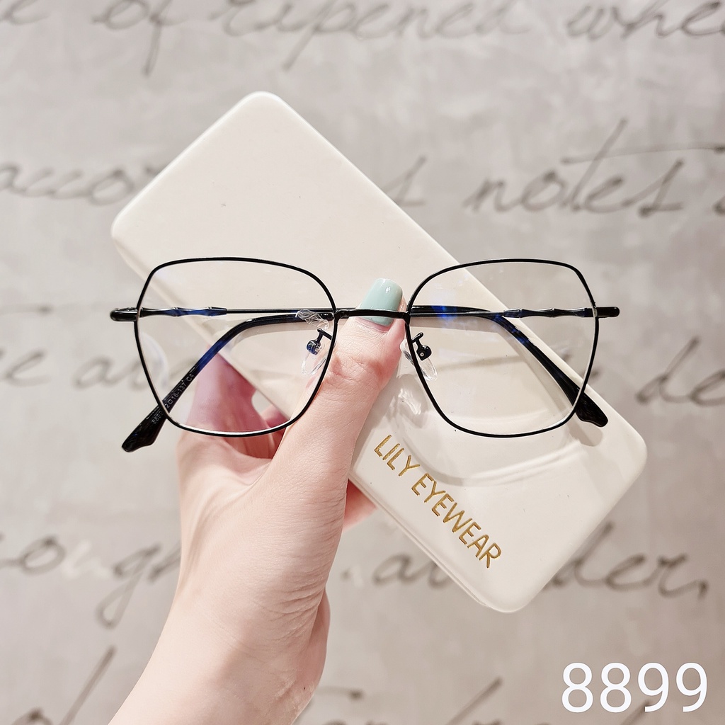 Gọng kính cận nữ Lilyeyewear mắt kính vuông to chất liệu kim loại thanh mảnh màu sắc thời trang 8899