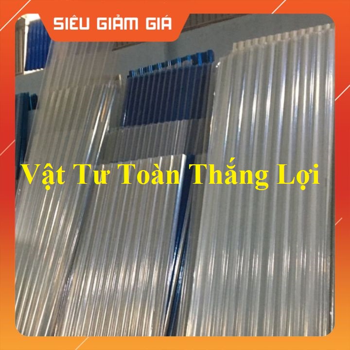 ( Khổ rộng 1.07m x dài 2m x 4 dem ) Tôn nhựa dạng sóng màu trắng mờ lấy ánh sáng che mưa