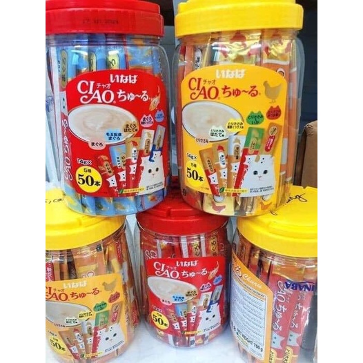 Hộp 50 thanh súp thưởng cho mèo Ciao Churu Thái Lan (Mix Vị) - Jpet shop