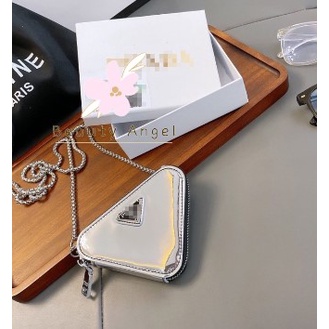 Túi Xách  mini Hình Tam Giác Phối Dây Xích Đeo Vai / Thắt Lưng Phong Cách Âu Mỹ Cho Nữ