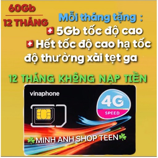 SIM CÒN ĐỦ 12 THÁNG - SIM VINA VÀO MẠNG 12 THÁNG KHÔNG NẠP TIỀN ( 60gb-180Gb-360gb- 840Gb)