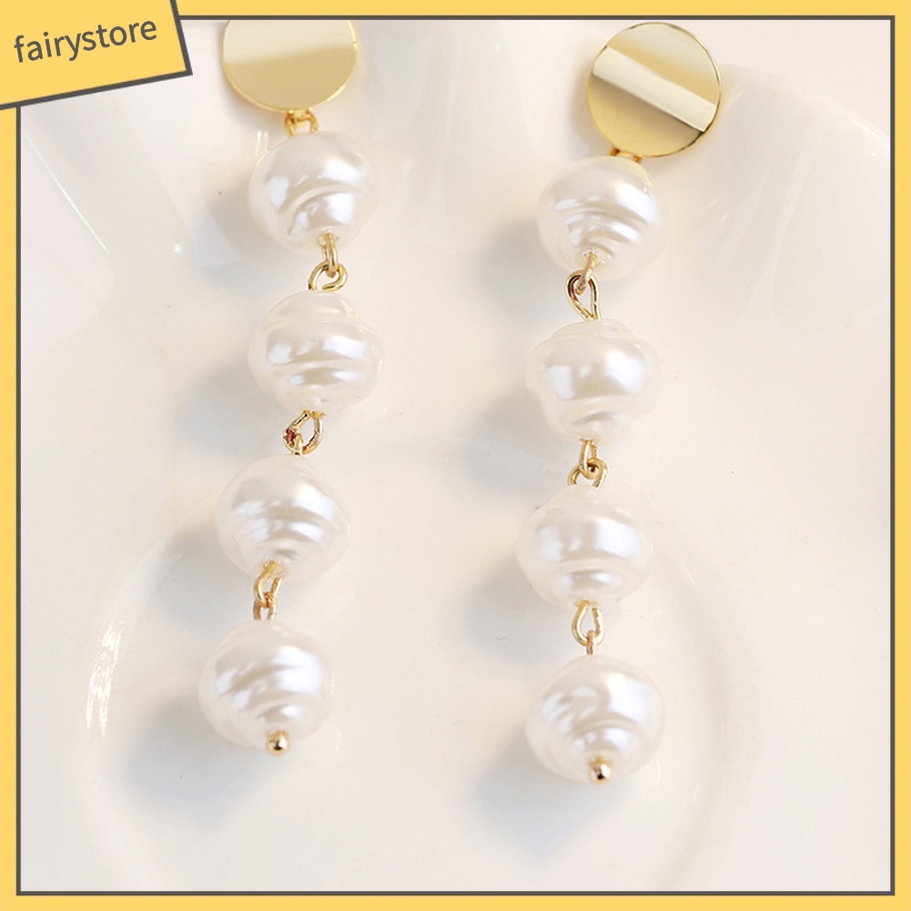 Khuyên Tai Dáng Dài Đính Ngọc Trai Nhân Tạo Thời Trang