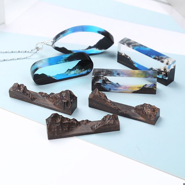 Mô Hình 3D Trang Trí Resin - Núi Gỗ Khắc CNC Sống Động