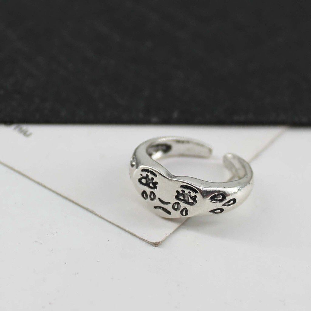 Nhẫn Mở Màu Đen Hình Giọt Nước Phong Cách Âu Mỹ