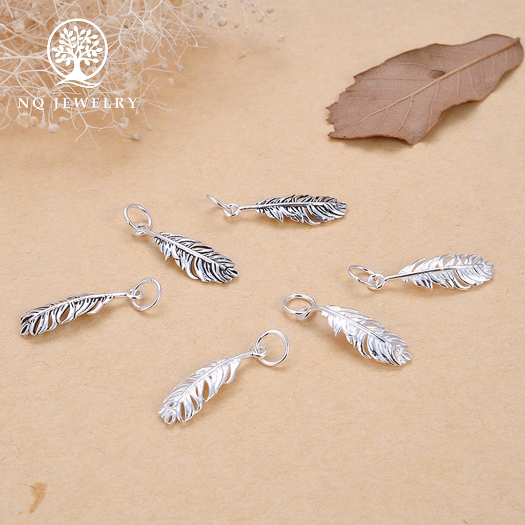 Phụ kiện Charm bạc Mặt lông vũ treo