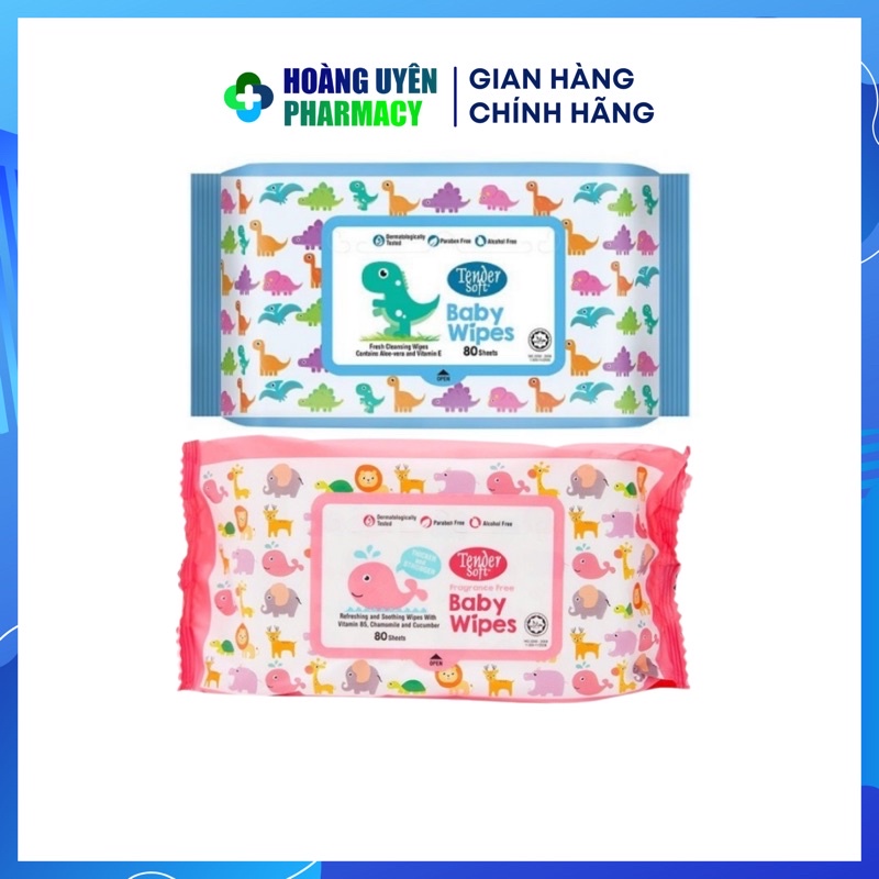 Khăn giấy ướt không mùi Tender soft Baby wipes - Gói 30 tờ