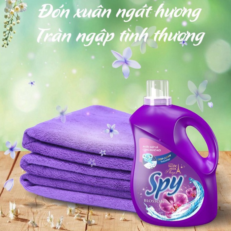 Nước giặt, Nước giặt xả SPY 2 mùi hương Tìm, vàng 3500ml, lưu giữ hương thơm trong 5 ngày, diệt 99% vi khuẩn SP000069