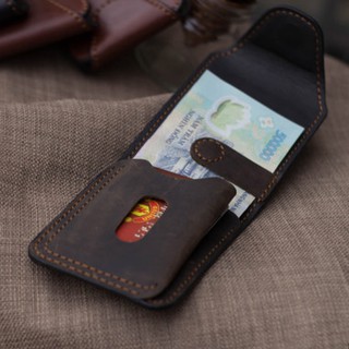 Ví sen 4, da bò thật, ví mini cầm tay cho nam và nữ đựng tiền và thẻ, bh 24 tháng 1 đổi 1