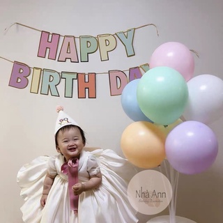 DÂY CỜ CHỮ HAPPY BIRTHDAY MÀU MACARONS - NHÀ ANN