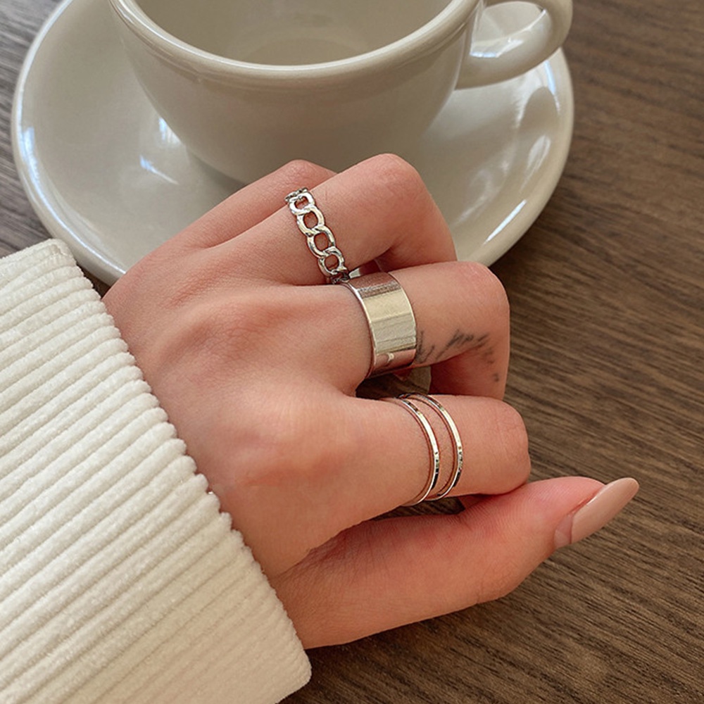 Set 3 nhẫn đeo tay kim loại phong cách vintage thời trang cho nữ