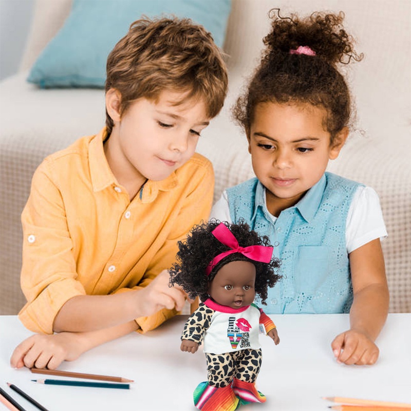 Búp Bê Bé Gái Da Đen 8 Inch Phong Cách Châu Phi Độc Đáo