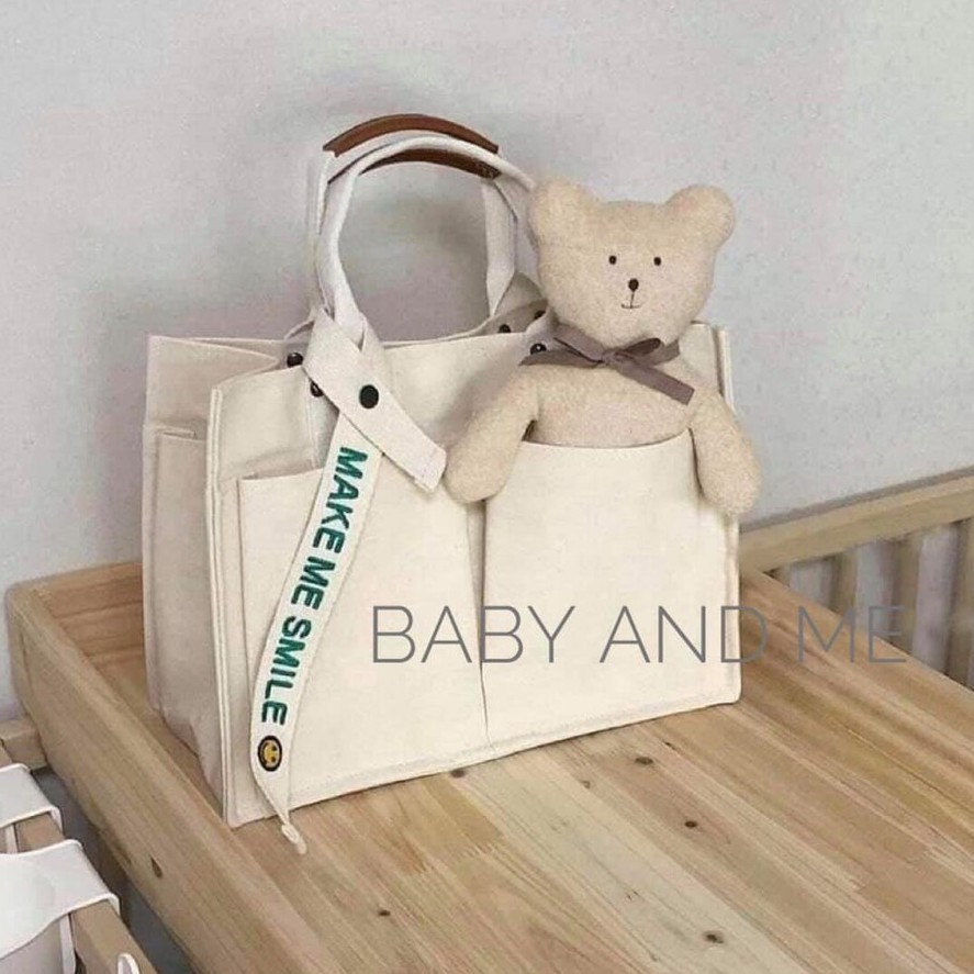 Túi Vải Bỉm Sữa Đa Năng Phong Cách Hàn Quốc Baby and me, Túi Vải Tiện Lợi