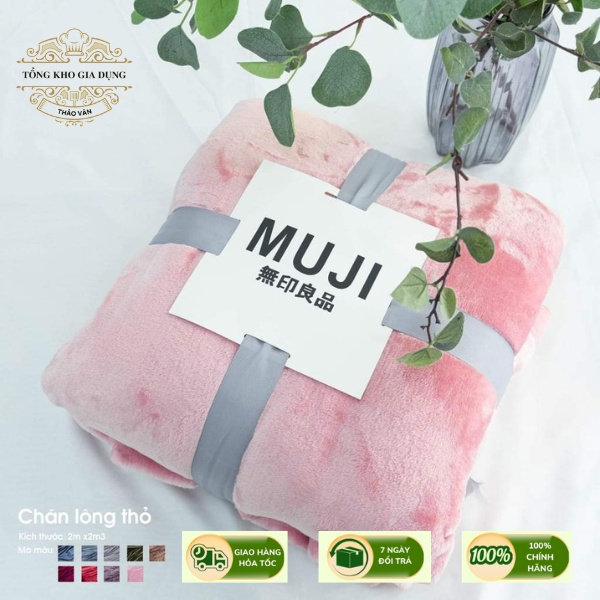 Chăn lông tuyết Muji 2 lớp siêu mềm mịn 2m x 2m2-Chăn blanket 2,3kg siêu mềm mịn